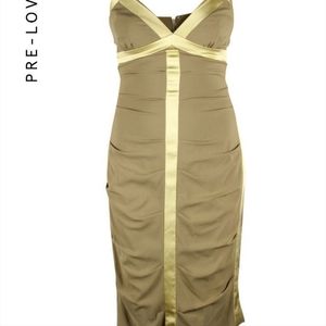 Nicole Miller Collections Silk Green Bodycon Ruched Dress